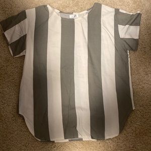 Green and white stripped blouse